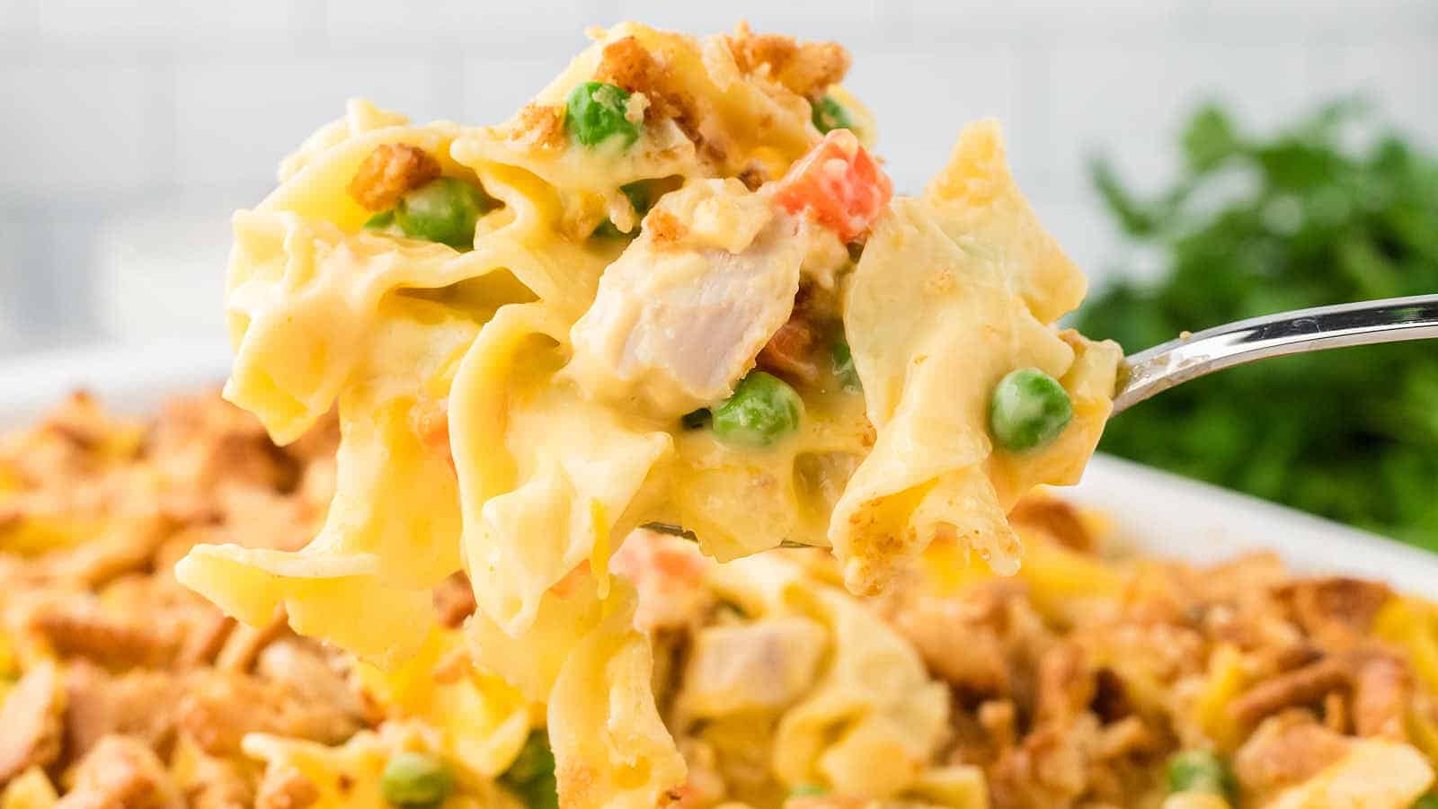 Chicken and Noodle Casserole recipe by Cheerful Cook.
