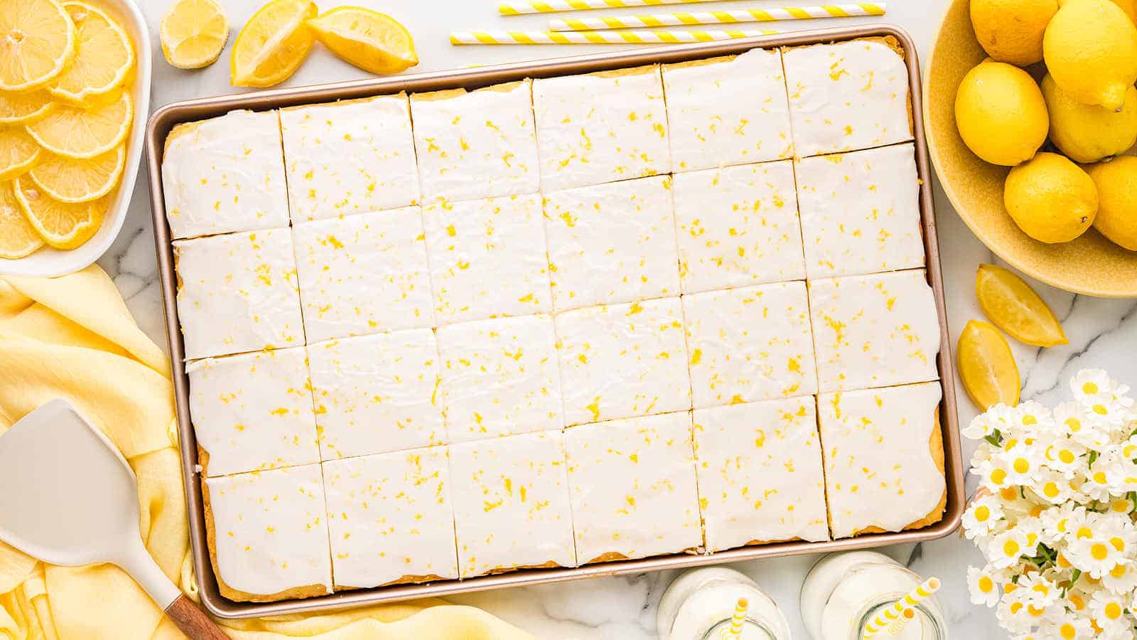 Glazed German Lemon Sheet Cake recipe by Cheerful Cook.