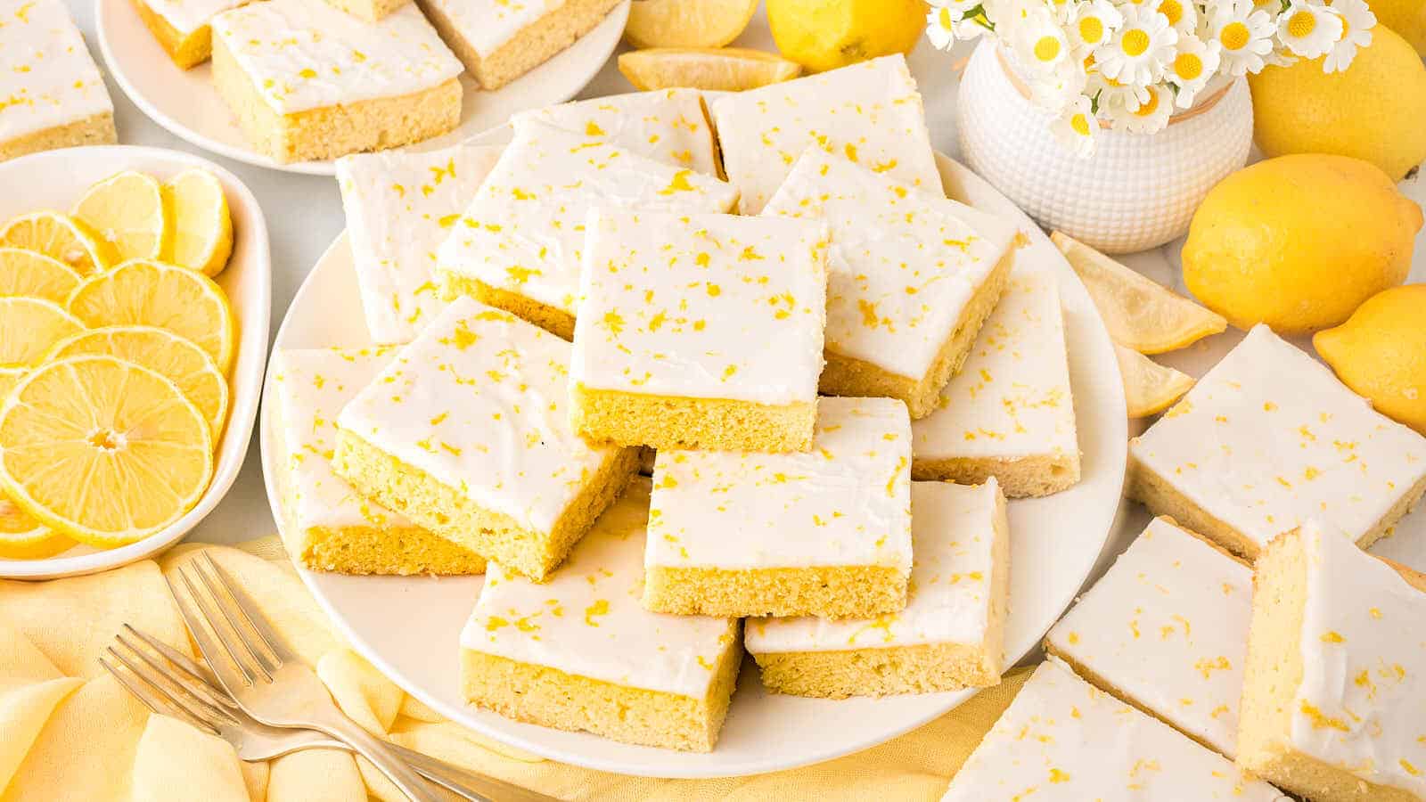 Glazed German Lemon Sheet Cake recipe by Cheerful Cook.