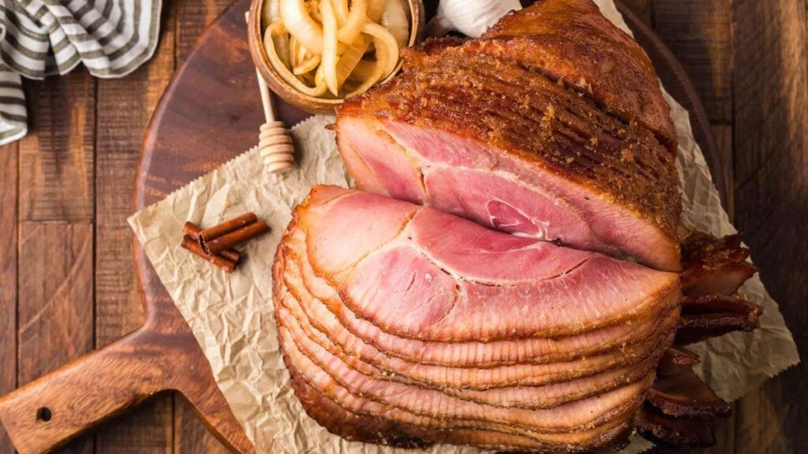 Smoked Sweet Onion Honey Glazed Ham recipe by xoxoBella.