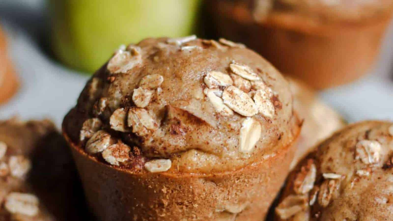 Cinnamon Pear Oatmeal Muffins recipe by Baked Abundance.