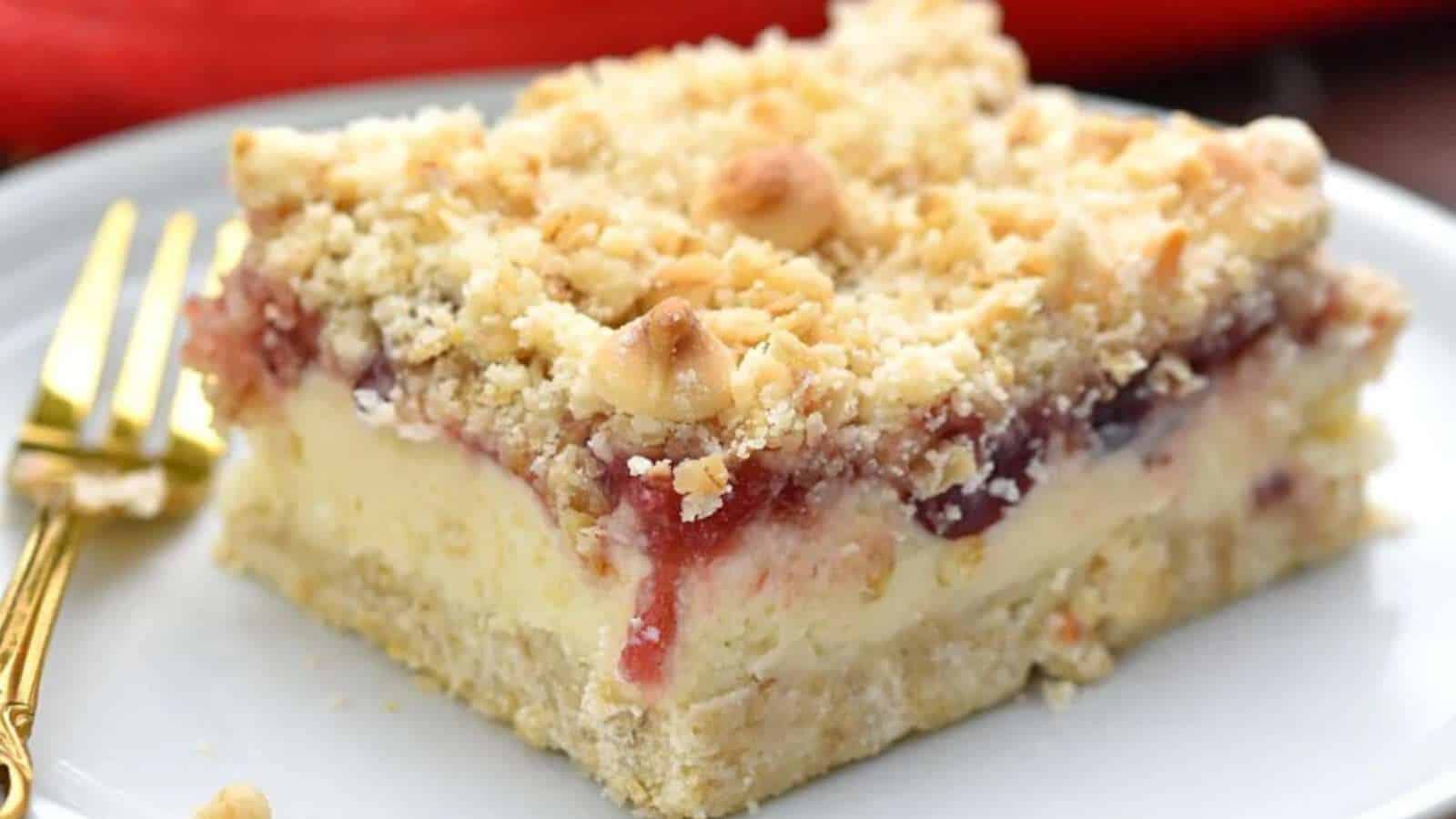 Cranberry Cheesecake Bars recipe by Full Kitchen Recipes.