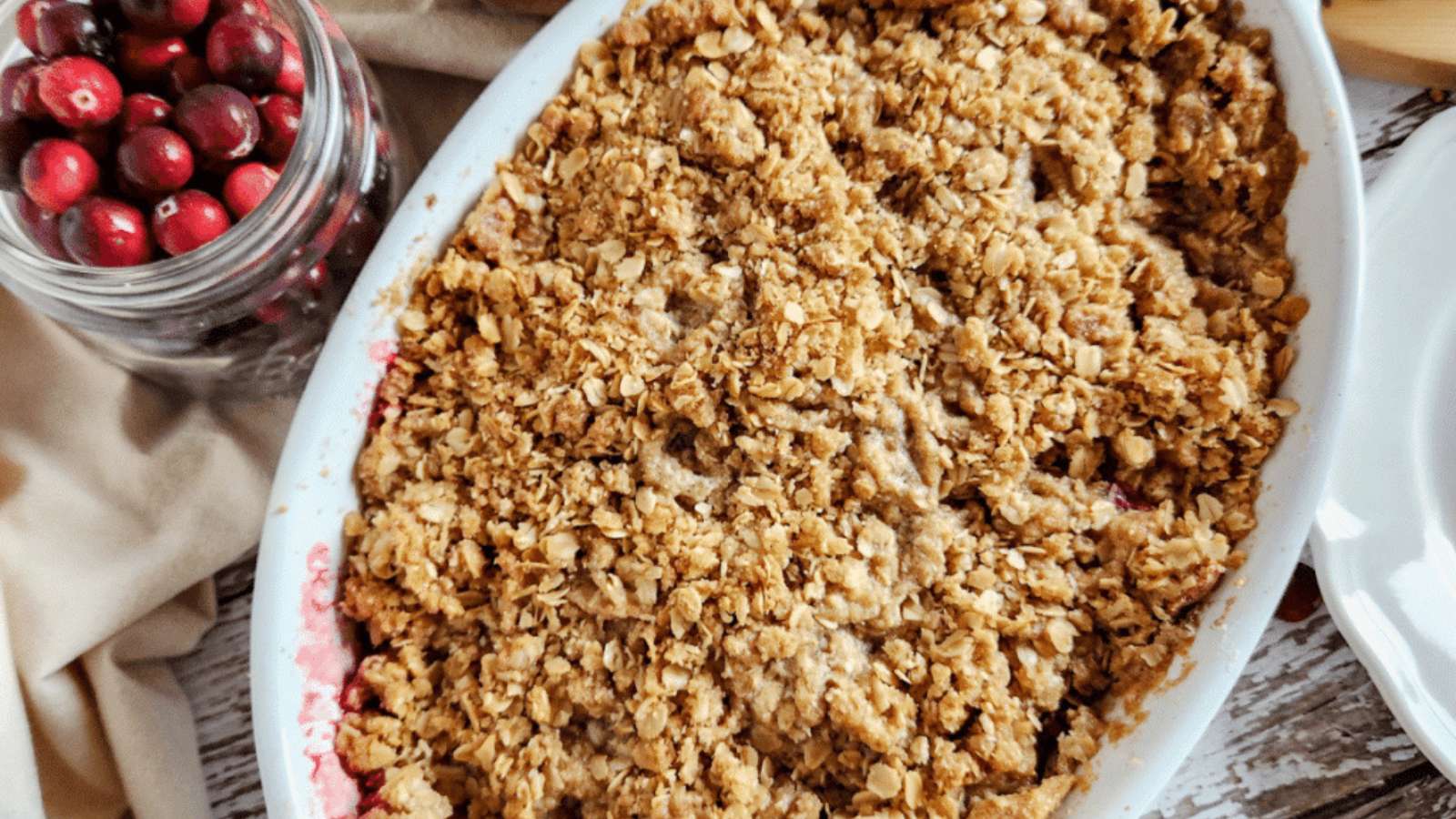 Homemade Cranberry Apple Crisp recipe by Milk Glass Home.