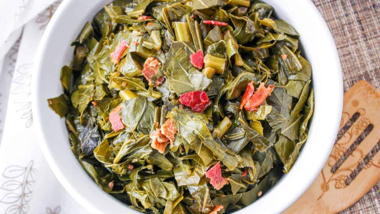 Easy Crockpot Collard Greens recipe by Rose Bakes.
