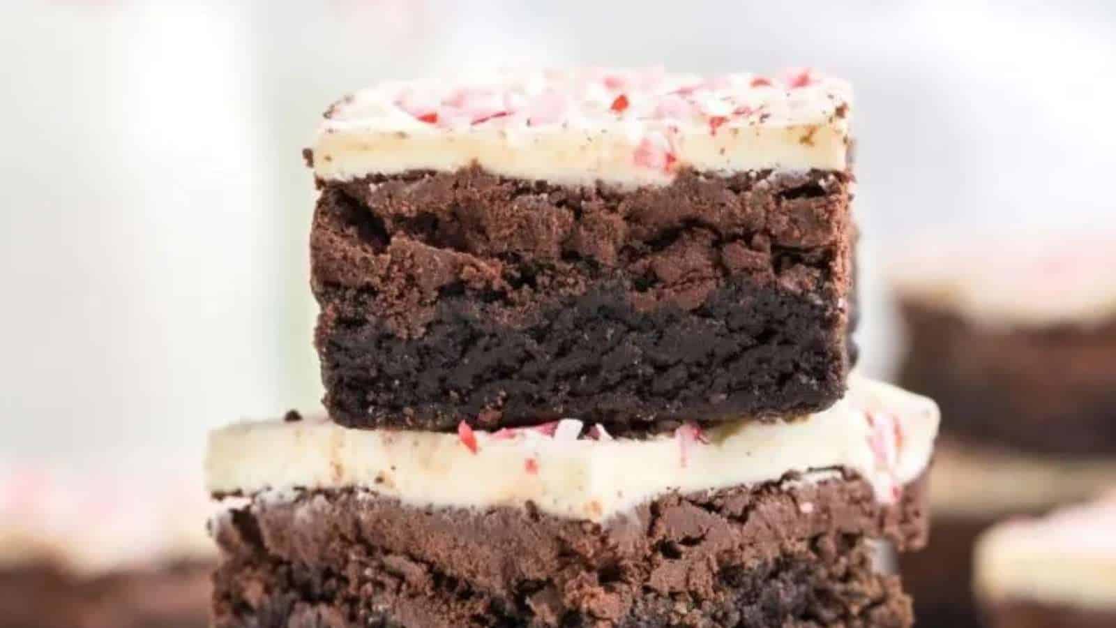 Peppermint Bark Brownies recipe by Semi Homemade Kitchen.