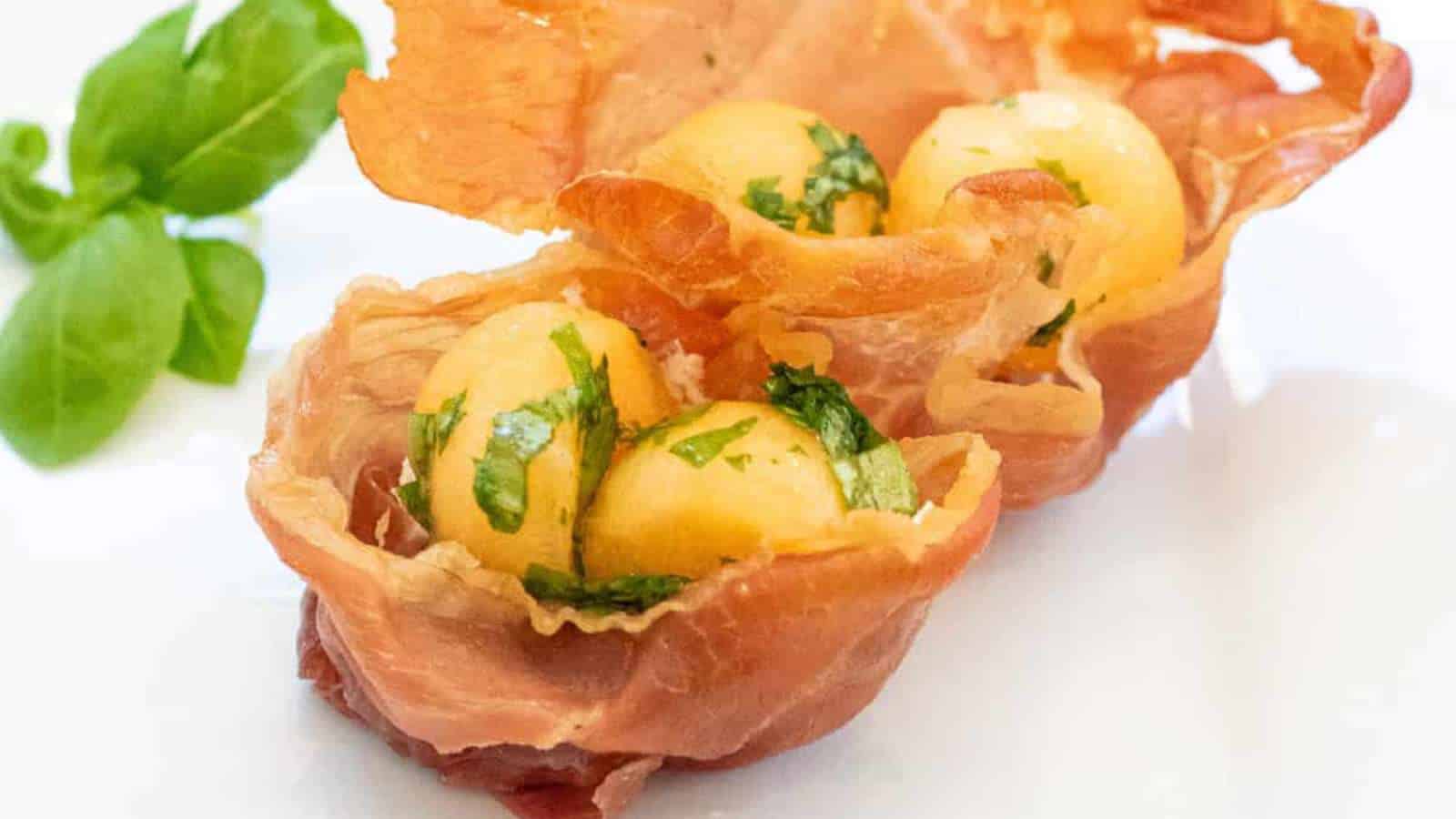 Baked Prosciutto Melon Cups recipe by Served From Scratch.