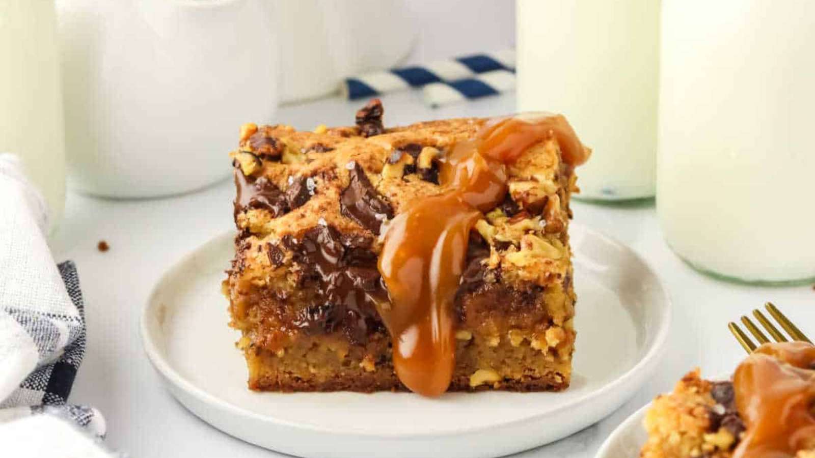 Brown Butter Caramel Blondies recipe by Simply Stacie.