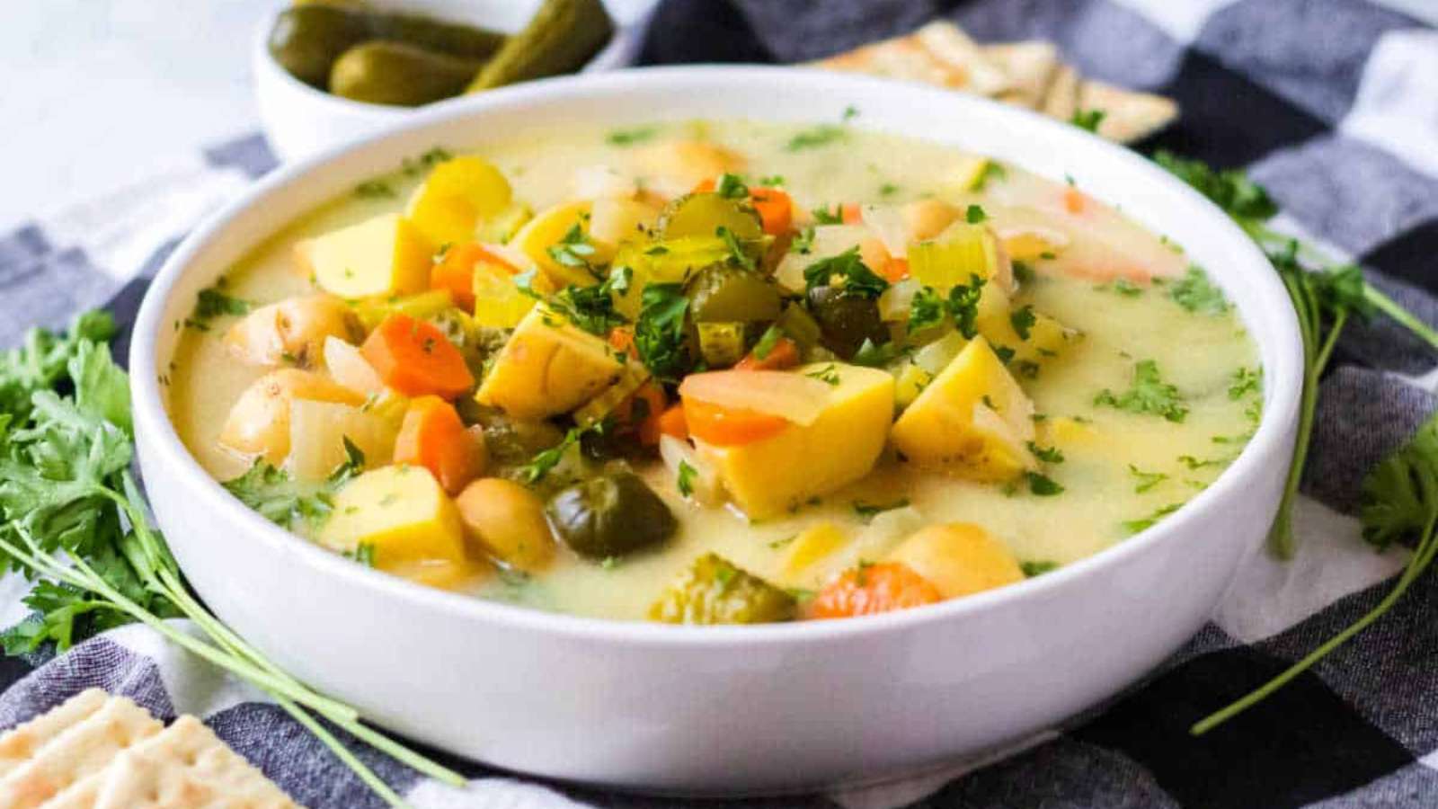 Easy Slow Cooker Dill Pickle Soup recipe by Simply Stacie.