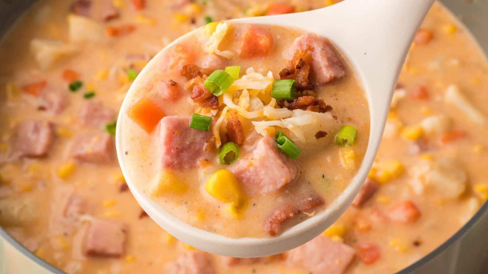 Ham and Corn Chowder recipe by Tessie's Table.