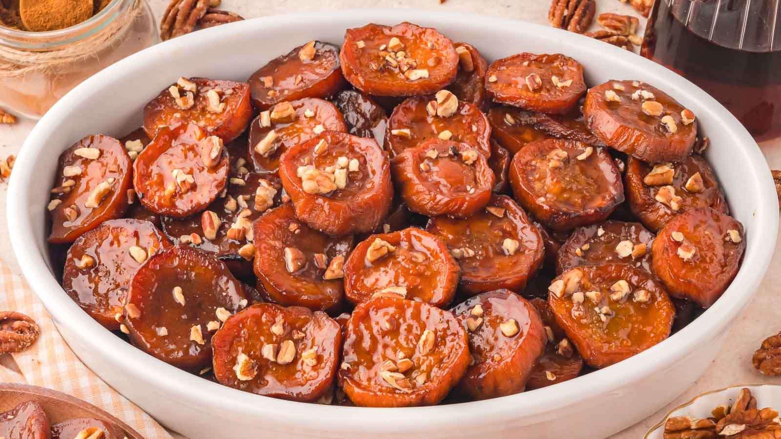 Maple Roasted Sweet Potatoes recipe by Tessie's Table.