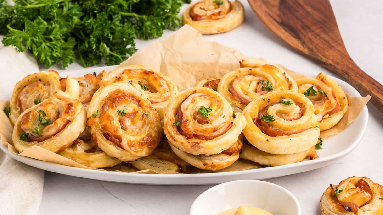 Ham And Cheese Pinwheels recipe by The Feathered Nester.