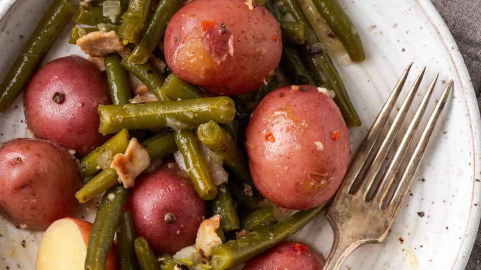 Southern Green Beans and Potatoes recipe by Well Fed Baker.