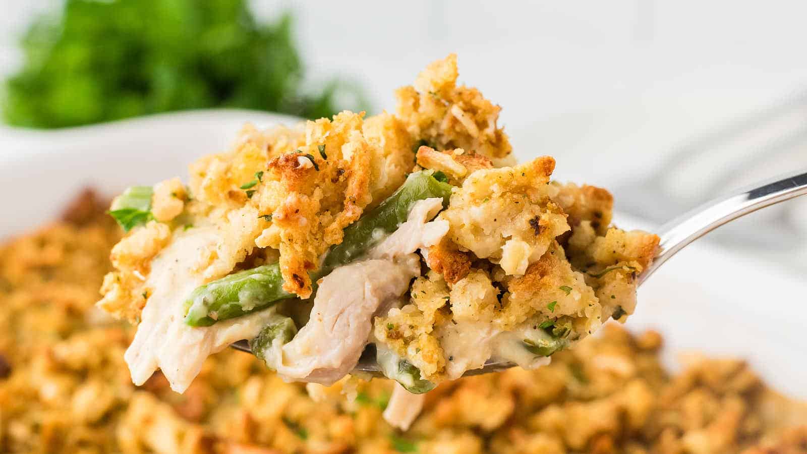 Chicken and Stuffing Casserole recipe by Cheerful Cook.