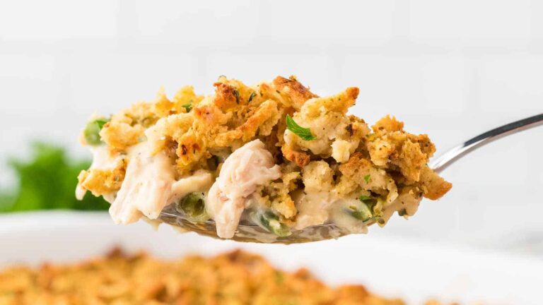 Chicken and Stuffing Casserole recipe by Cheerful Cook.