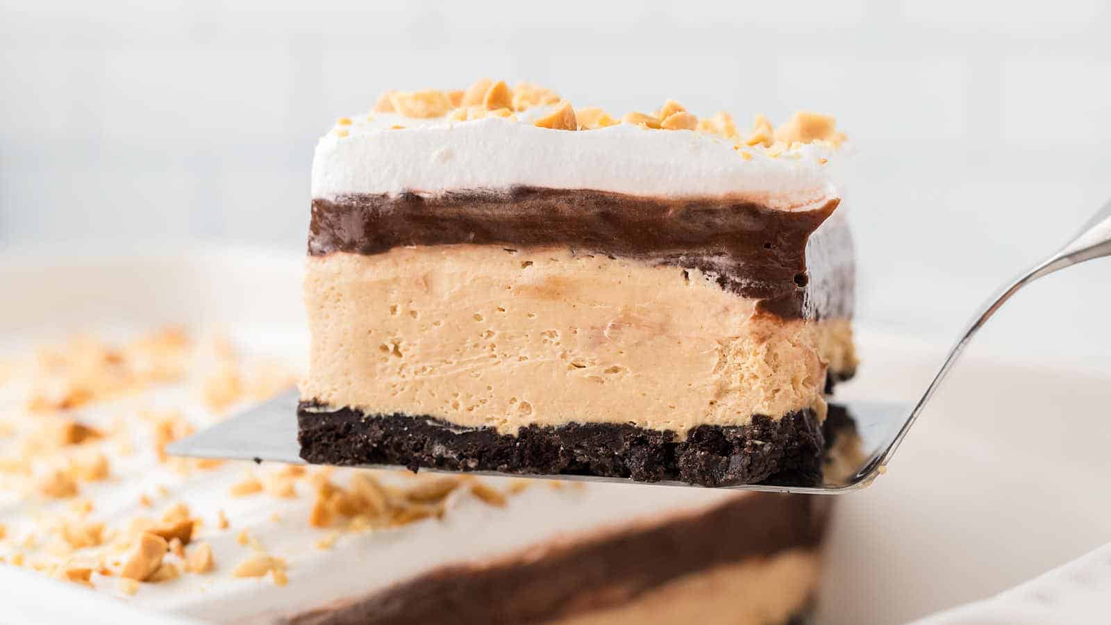 Peanut Butter Lasagna recipe by Cheerful Cook.