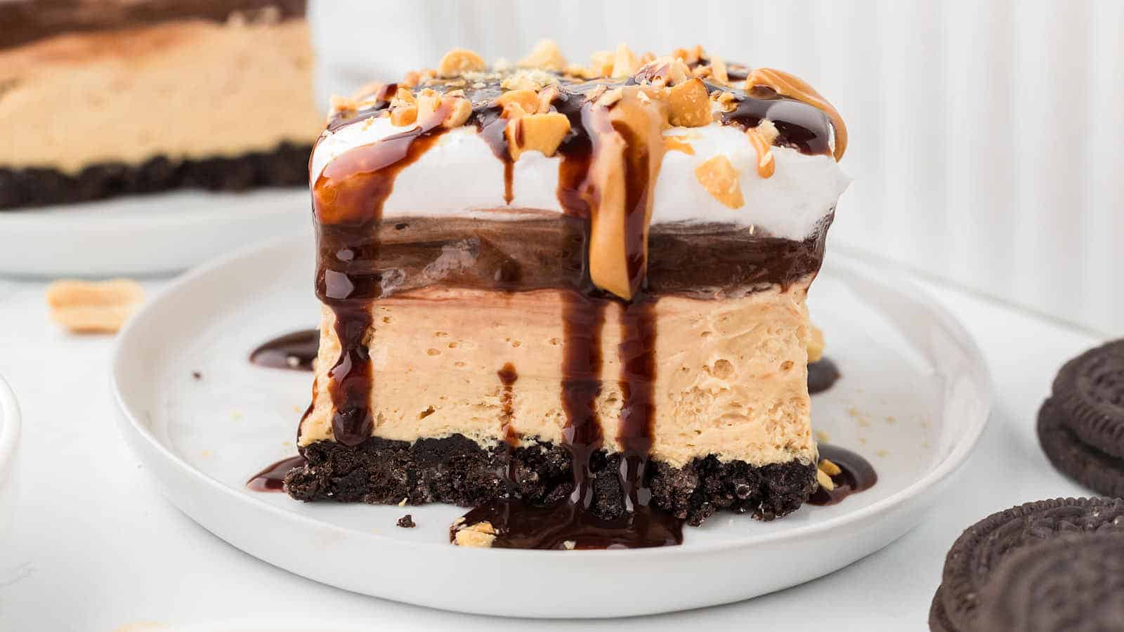 Peanut Butter Lasagna recipe by Cheerful Cook.