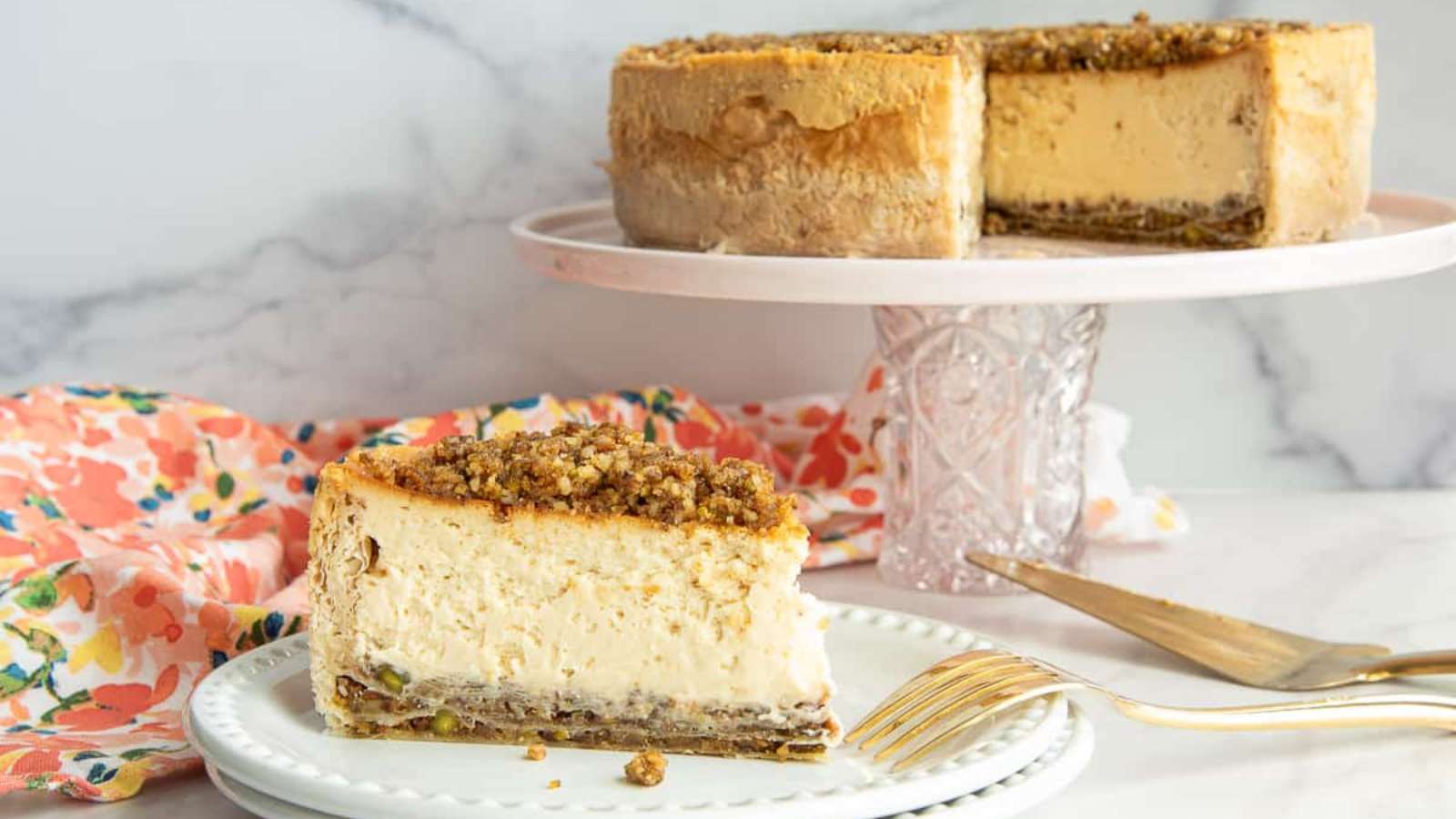 Honey Baklava Cheesecake recipe by Sense and Edibility.