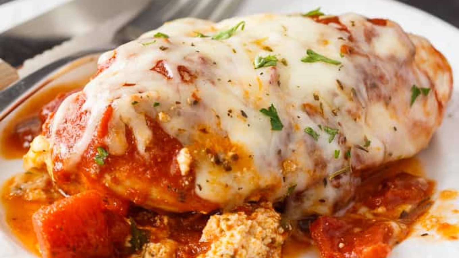 Lasagna Stuffed Chicken recipe by Simply Stacie.