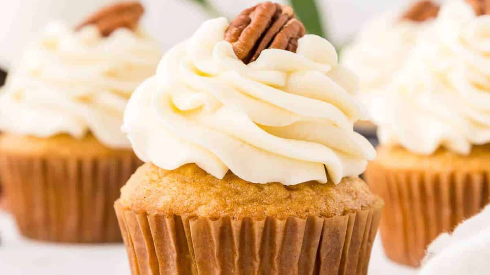 Pecan Pie Cupcakes recipe by Simply Stacie.