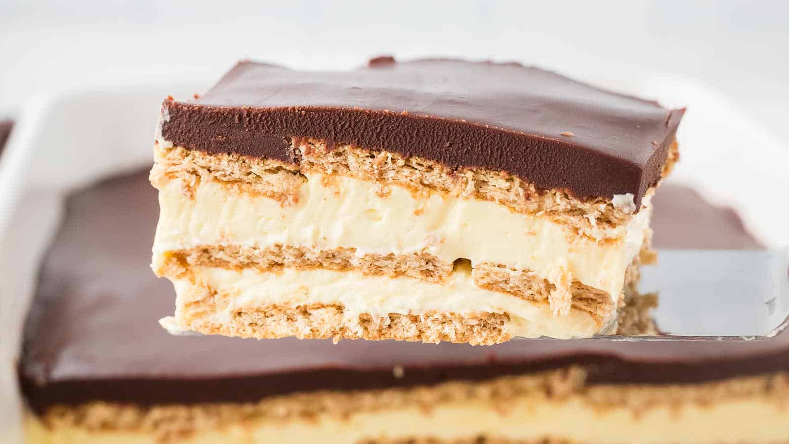 Eclair Cake recipe by Cheerful Cook.