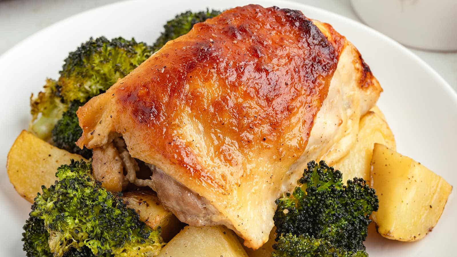 Sheet Pan Chicken Thighs recipe by Cheerful Cook.