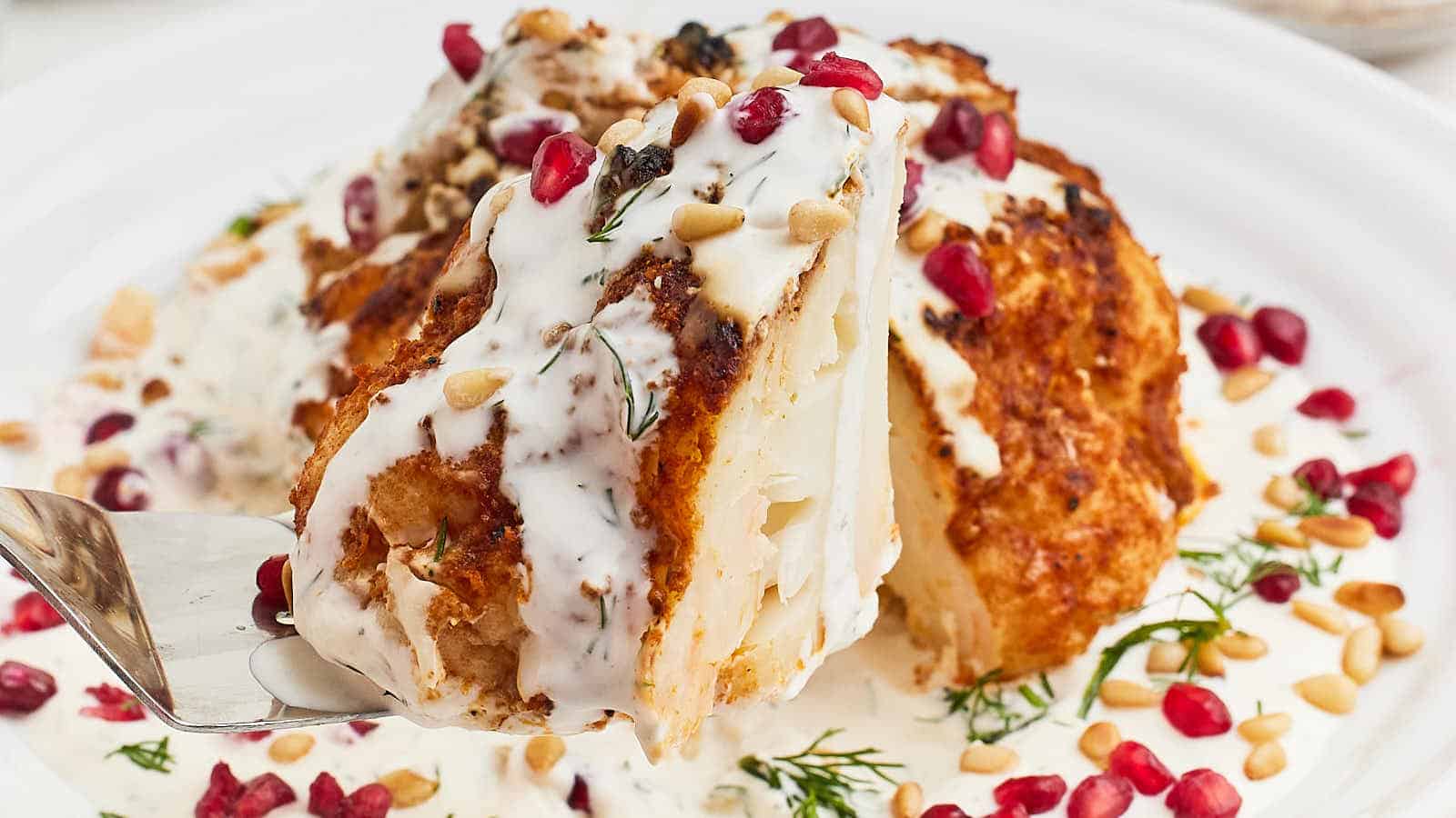 Whole Roasted Cauliflower recipe by Cheerful Cook.