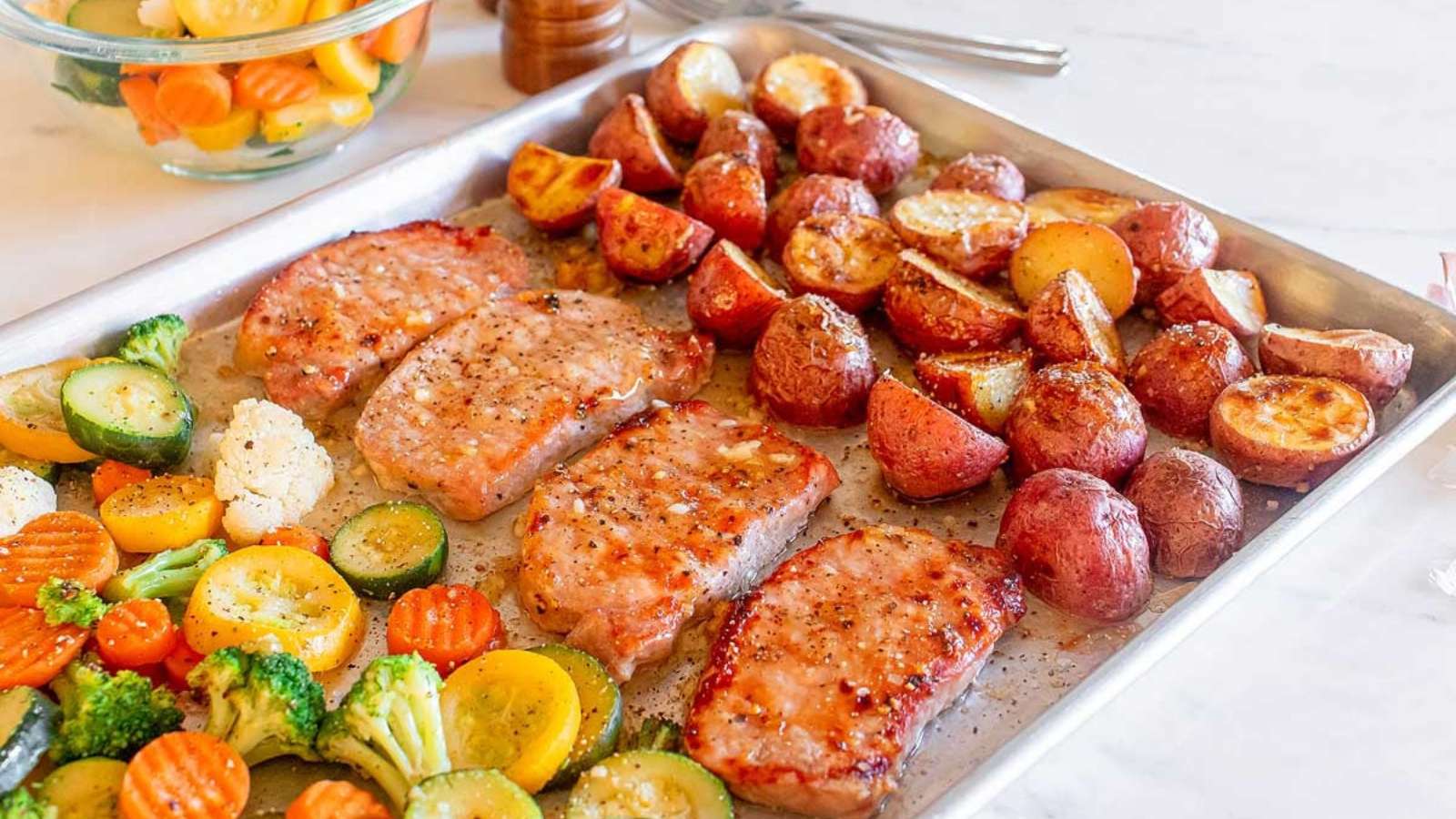 Sheet Pan Honey Garlic Pork Chops recipe by xoxoBella.