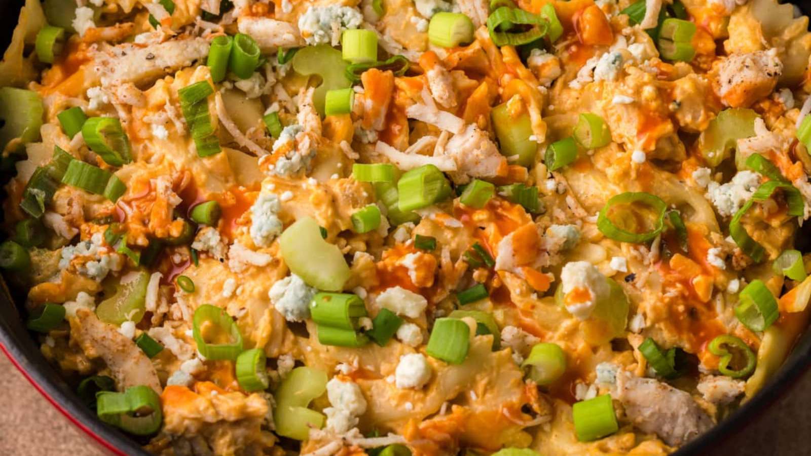 Easy Buffalo Ranch Chicken Pasta recipe by Kitchen Divas.