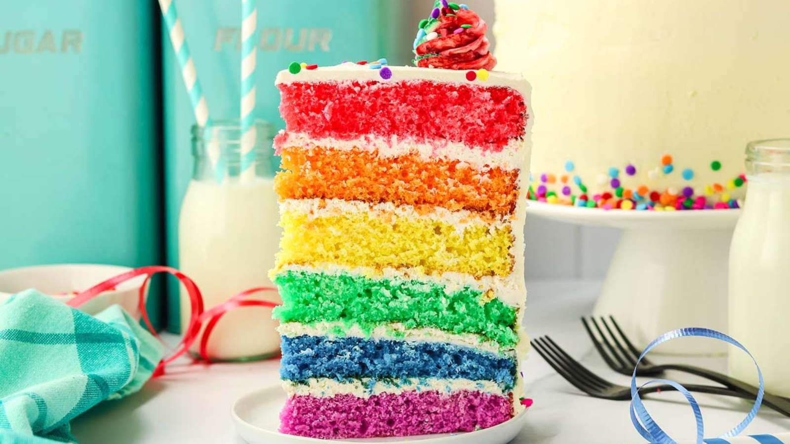 Rainbow Layer Cake recipe by xoxoBella.