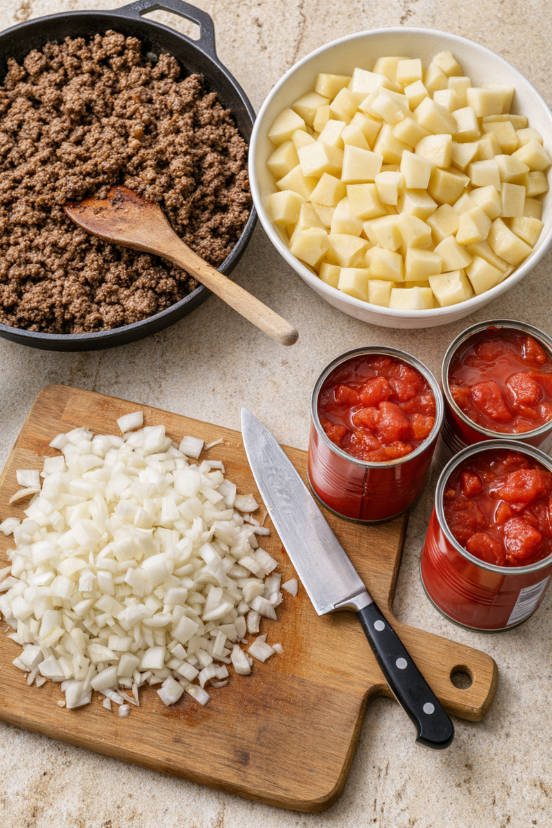 Slow Cooker 4 Ingredient Mulligan Stew ingredients