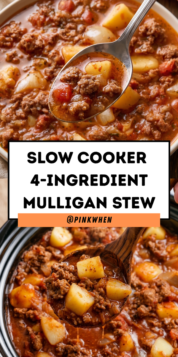Slow Cooker 4 Ingredient Mulligan Stew pinterest