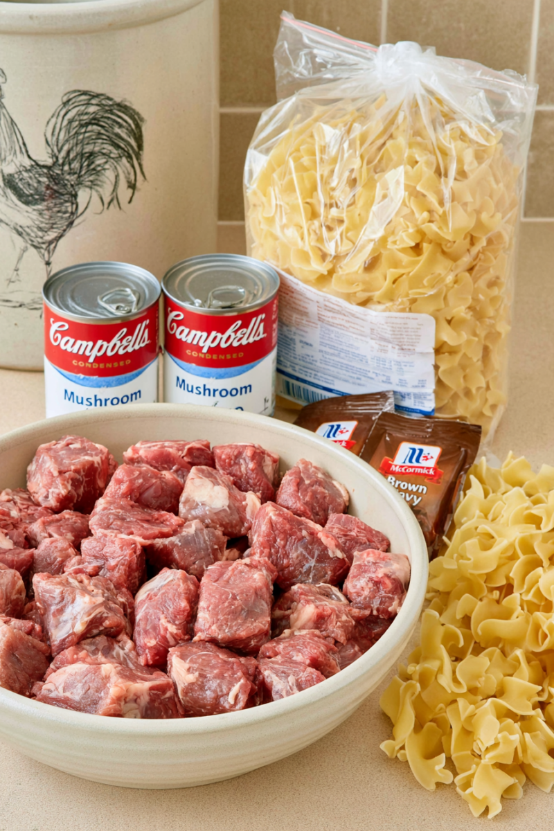 Slow Cooker Poor Mans Beef and Noodles ingredients